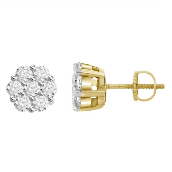 LADIES EARRING 1/3 CT ROUND DIAMOND 14K YELLOW GOLD