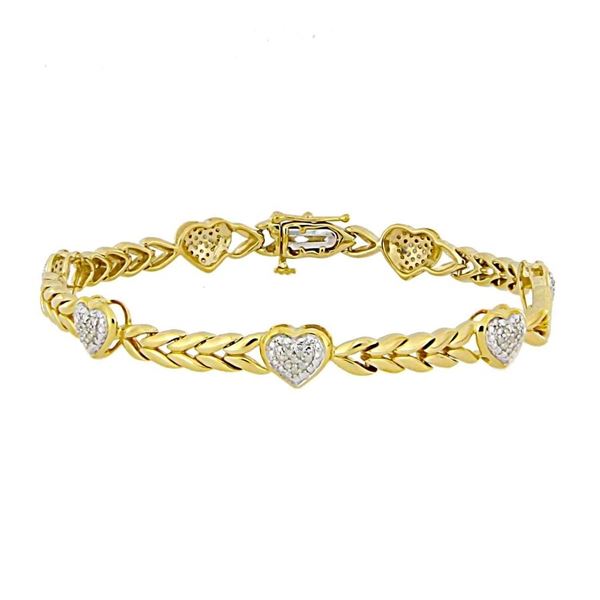 LADIES BRACELET 1/5 CT ROUND DIAMOND SILVER YELLOW PLATED
