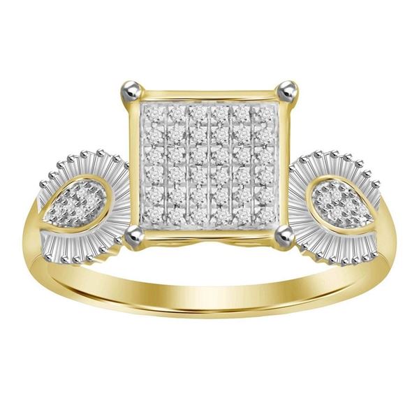 LADIES RING 3/8 CT ROUND/BAGUETTE DIAMOND 10K YELLOW GOLD