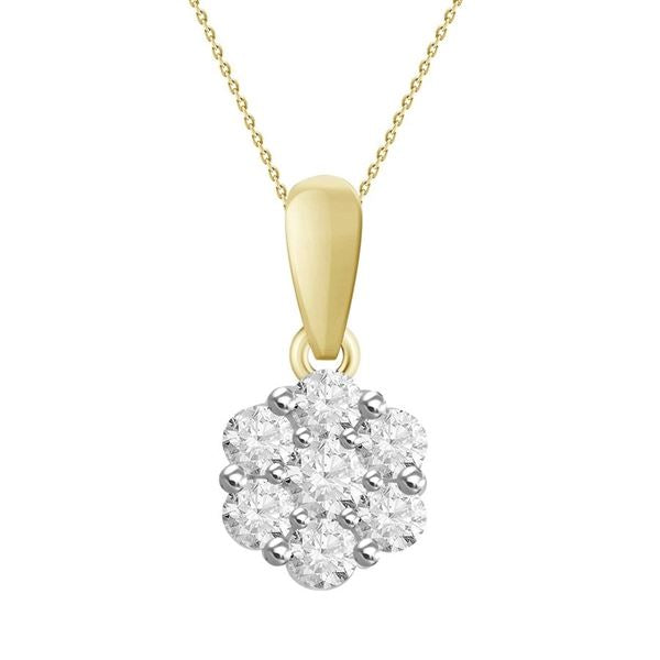 LADIES PENDANT1/2 CT ROUND DIAMOND 10K YELLOW GOLD