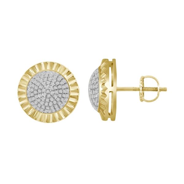 MEN'S EARRINGS 1/2 CT ROUND DIAMOND 10K YELLOW GOLD