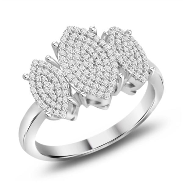 LADIES RING 1/3 CT ROUND DIAMOND 10K WHITE GOLD