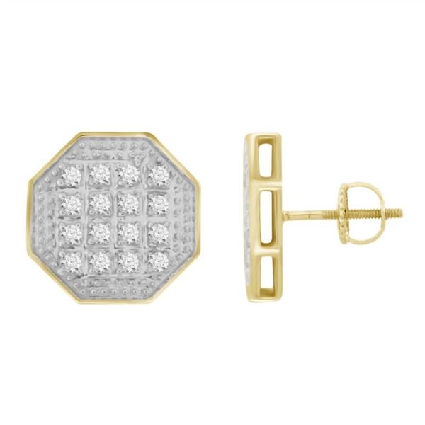 MEN'S EARRING 1/10 CT ROUND DIAMOND 10K YELLOW GOLD