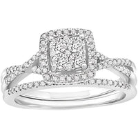 Thumbnail for LADIES BRIDAL RING SET 1/2 CT ROUND DIAMOND 10K WHITE GOLD