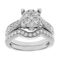 Thumbnail for LADIES BRIDAL RING SET 1 1/2 CT ROUND DIAMOND 14K WHITE GOLD