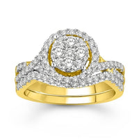Thumbnail for LADIES BRIDAL RING SET 1 CT ROUND DIAMOND 14K YELLOW GOLD