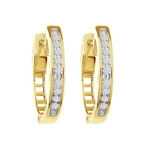 LADIES HOOPS 1/2 CT ROUND DIAMOND 10K YELLOW GOLD