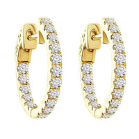 Thumbnail for LADIES HOOP 2 CT ROUND DIAMOND 10K YELLOW GOLD