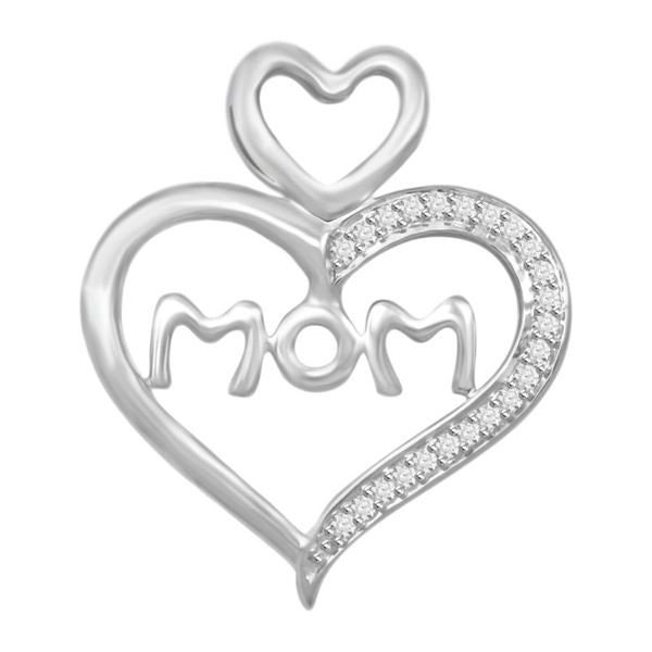 LADIES PENDANT 1/15 CT ROUND DIAMOND SILVER