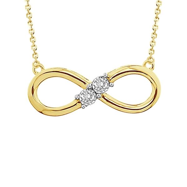 LADIES PENDANT WITH CHAIN 1/10 CT ROUND DIAMOND 10K YELLOW GOLD
