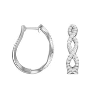 Thumbnail for LADIES HOOPS 1/4 CT ROUND DIAMOND 10K WHITE GOLD