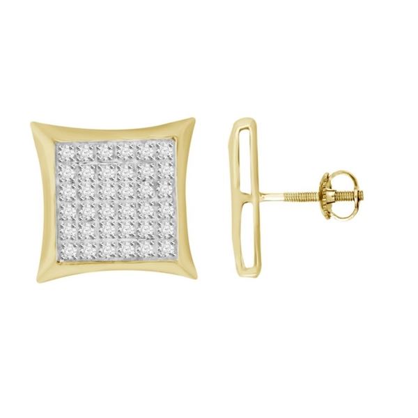 MEN'S EARRINGS 1/4 CT ROUND DIAMOND 10K YELLOW GOLD