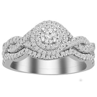 Thumbnail for LADIES BRIDAL RING SET 1/2 CT ROUND DIAMOND 14K WHITE GOLD 