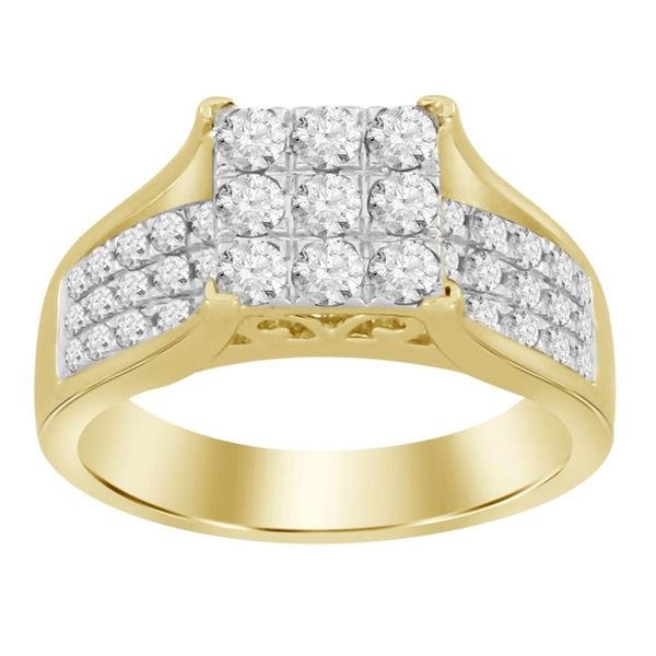 LADIES RING 1 CT ROUND DIAMOND 10K YELLOW GOLD