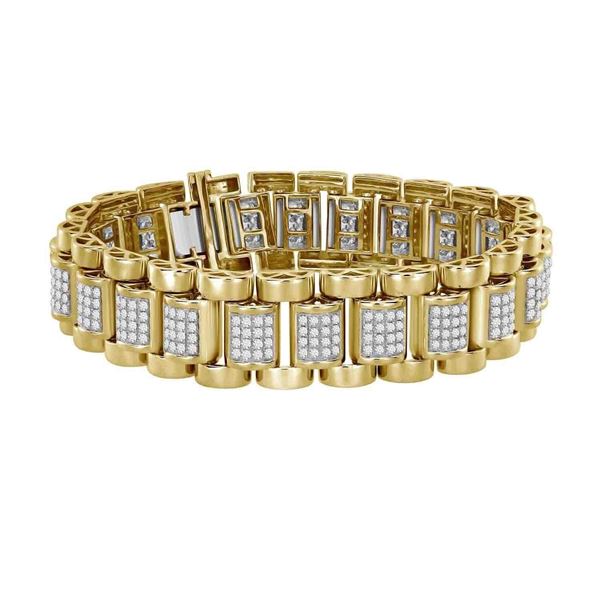 MEN'S BRACELET 5 CT ROUND DIAMOND 10K YELLOW GOLD