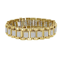 Thumbnail for MEN'S BRACELET 5 CT ROUND DIAMOND 10K YELLOW GOLD