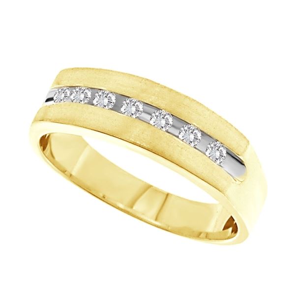 MEN'S BAND 1/6 CT ROUND DIAMOND MACHIN SET BAND 14K YELLOW GOLD