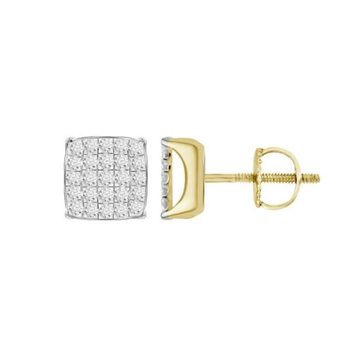 MEN'S EARRINGS 1 CT ROUND DIAMOND 10K YELLOW GOLD