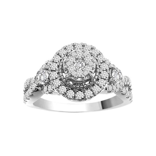 LADIES RING 1 CT ROUND DIAMOND 14K WHITE GOLD