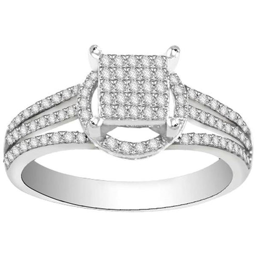 LADIES RING 1/3 CT ROUND DIAMOND 10K WHITE GOLD