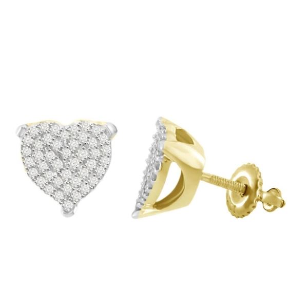 LADIES EARRINGS 1/4 CT ROUND DIAMOND 10K YELLOW GOLD