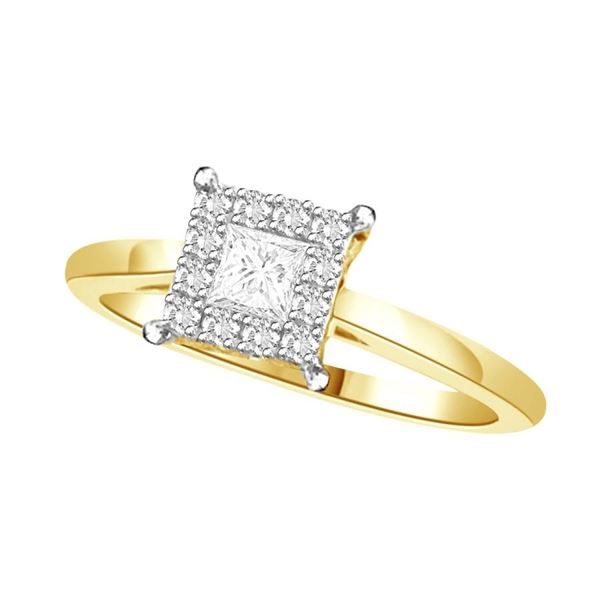 LADIES RING 1/4 CT ROUND/PRINCESS DIAMOND 14K YELLOW GOLD