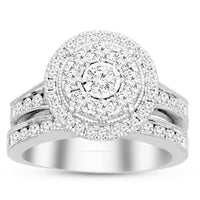 Thumbnail for LADIES BRIDAL RING SET 1 1/2 CT ROUND DIAMOND 14K WHITE GOLD