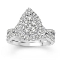 Thumbnail for LADIES BRIDAL RING SET 1 CT ROUND DIAMOND 14K WHITE GOLD