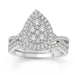 LADIES BRIDAL RING SET 1 CT ROUND DIAMOND 14K WHITE GOLD