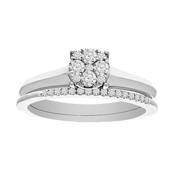 LADIES BRIDAL RING SET 1/3 CT ROUND DIAMOND 10K WHITE GOLD