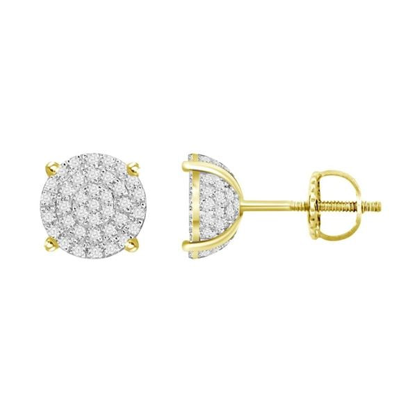 MEN'S EARRINGS 1/6 CT ROUND DIAMOND 10K YELLOW GOLD