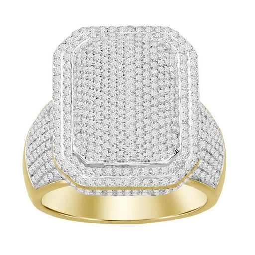 MEN'S RING 2 3/8 CT ROUND DIAMOND 10K YELLOW GOLD