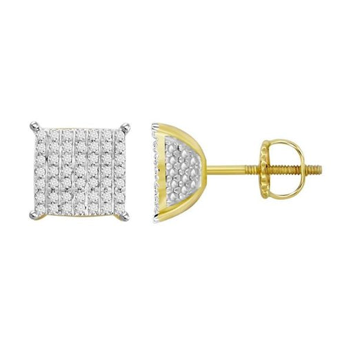 MEN'S EARRINGS 1/4 CT ROUND DIAMOND 10K YELLOW GOLD