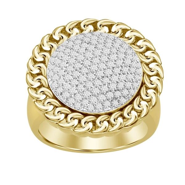 MEN'S RING 1 1/3 CT ROUND DIAMOND 10K YELLOW GOLD