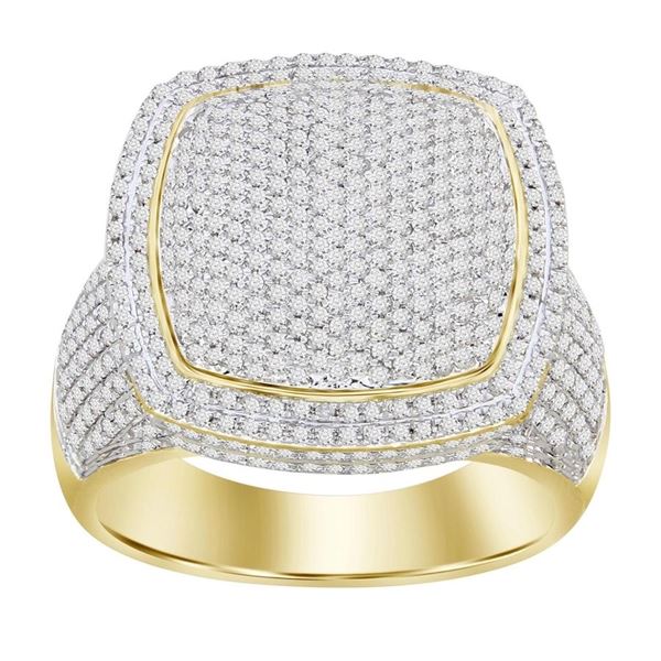 MEN'S RING 2 1/6 CT ROUND DIAMOND 10K YELLOW GOLD
