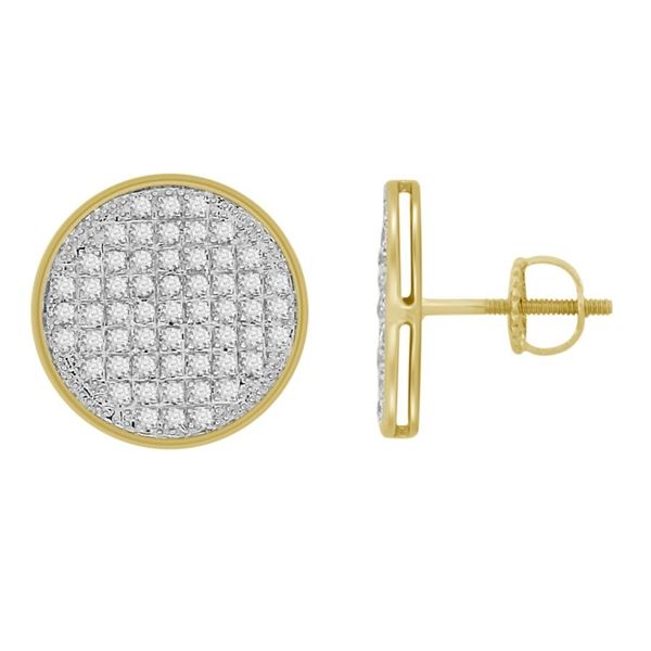 MEN'S EARRINGS 1/10CT ROUND DIAMOND 10K YELLOW GOLD