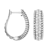 Thumbnail for LADIES HOOPS 1 CT ROUND DIAMOND 10K WHITE GOLD