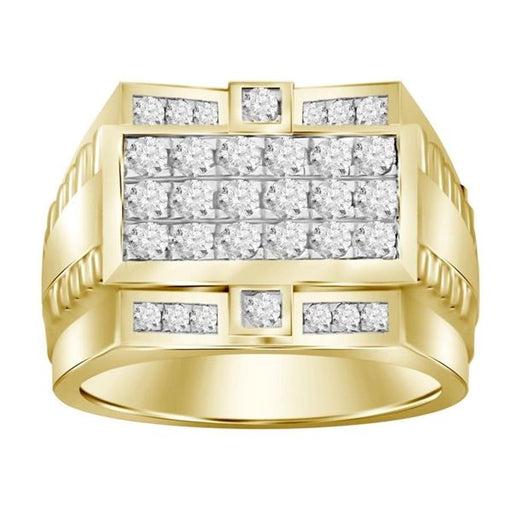 MEN'S RING 3/4 CT ROUND DIAMOND 10K YELLOW GOLD