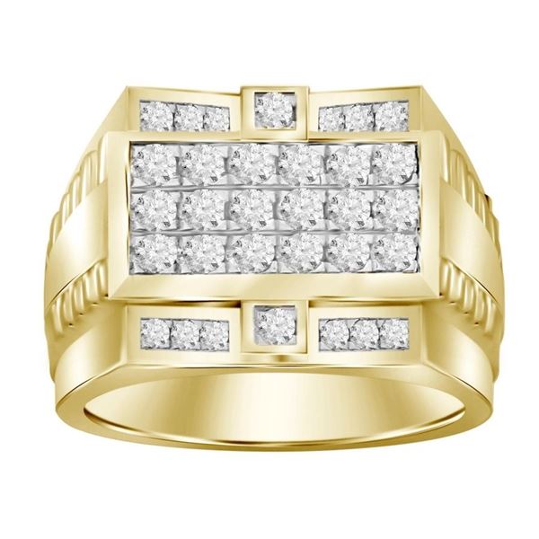 MEN'S RING 3/4 CT ROUND DIAMOND 10K YELLOW GOLD