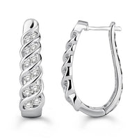 Thumbnail for LADIES HOOPS 1 1/2 CT ROUND DIAMOND 10K WHITE GOLD