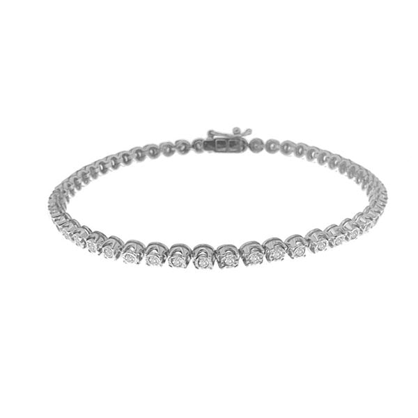 LADIES BRACELET 1 CT ROUND DIAMOND 14K WHITE GOLD