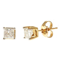 Thumbnail for LADIES STUDS 1 CT SOLITARE PRINCESS DIAMOND 14K YELLOW GOLD