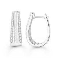 Thumbnail for LADIES HOOPS 1 1/2 CT ROUND/BAGUETTE DIAMOND 10K WHITE GOLD