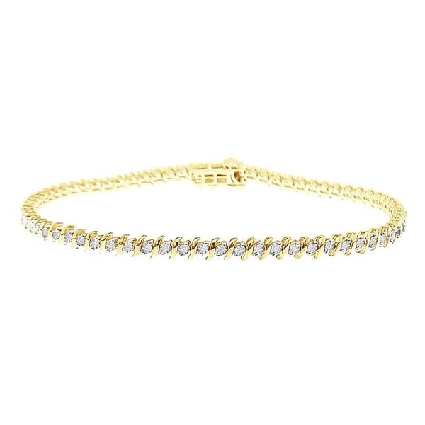 LADIES BRACELET 1 CT ROUND DIAMOND 14K YELLOW GOLD