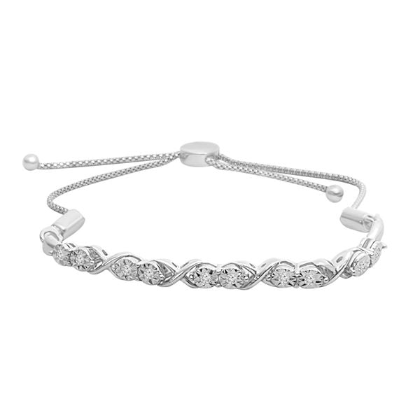 LADIES BRACELET 1/6 CT ROUND DIAMOND SILVER 