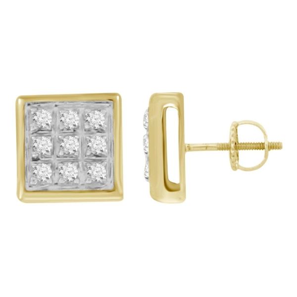 MEN'S EARRING 1/20 CT ROUND DIAMOND 10K YELLOW GOLD