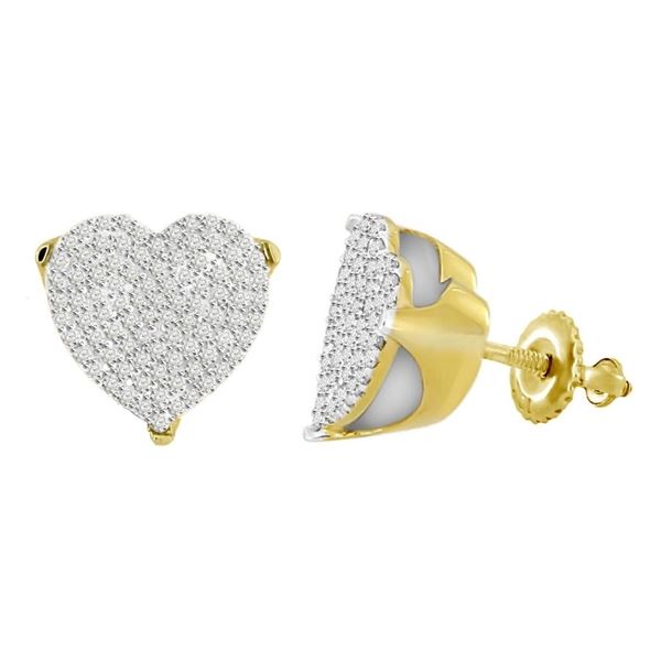 LADIES EARRINGS 1/2 CT ROUND DIAMOND 10K YELLOW GOLD