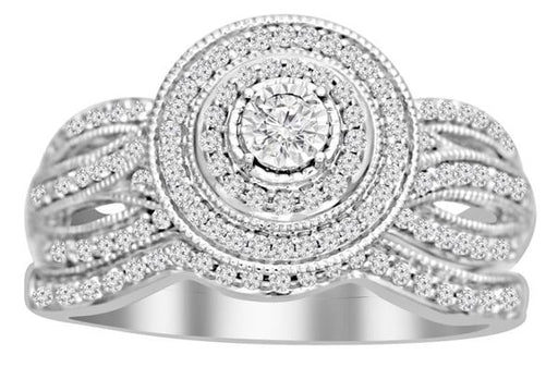 LADIES BRIDAL RING SET 1/2 CT ROUND DIAMOND 10K WHITE GOLD