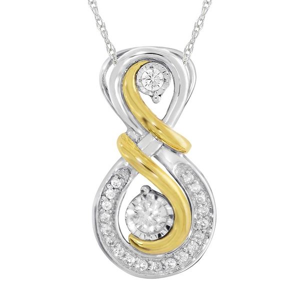 LADIES PENDANT 1/4 CT ROUND DIAMOND 10K TT WHITE & YELLOW GOLD