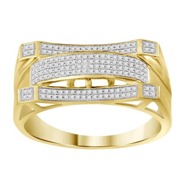 MEN'S RING 1/4 CT ROUND DIAMOND 10K YELLOW GOLD